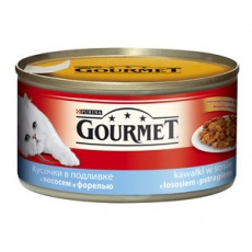 Gourmet (Гурме) Консервований повнораціонний корм для дорослих котів з фореллю та лососем.